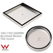 Brushed Nickel Square Round 100/150/200mm Tile Insert Floor Drain Shower Grate