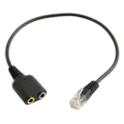 2Pc Dual 3.5Mm Female To Rj9 Pc / Mobile Phones Headset To Office Phone Adapter Convertor Cable Black