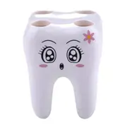 2 PCS Cartoon Teeth Shape 4 Holes Toothbrush Holder Stand Brush Rack Tooth Brush Shelf Shaving Razor Storage Holder