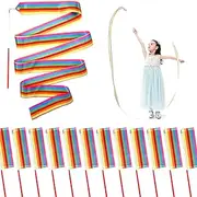 Niceup 12 Pcs Dance Ribbon for Kids Party Bag Fillers, Gymnastics Ribbon Rainbow Streamers Wand for Party Favors, Goodie Bag Fillers for Kids Birthday Princess Fairy Circus Party Decoration Supplies