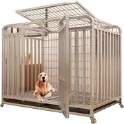 Extra Strong Dog Cage, with Doors & Locks Design Included Lockable Wheels Removable Tray, for Small Medium Large Dogs, Bite Proof, Anti Escape(Size:XXL(110X72X95cm),Color:B)