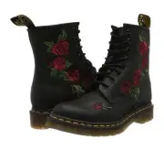 Doc Dr Martens Vonda Mono Shoes 1460 Embroidered Flowers Combat Boots US Size 7