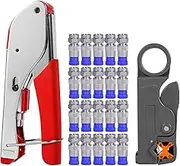 Coax Cable Crimper, Coaxial Compression Tool Kit Wire Stripper with F RG6 RG59 Connectors