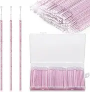 300pcs Disposable Micro Applicators brushes,JASSINS Eyelash Extensions Microfiber Wands Applicator Brush,False Eyelashes Brush Clean Mascara swabs(2.0 mm With Container) (PURPLE)