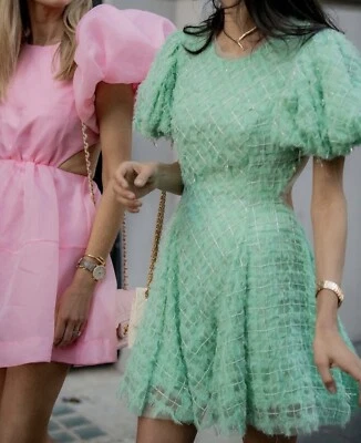 Aje Dress NWT Context Embelished Dress In Green Size AU 16/ US 12 Garden Summer