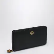 [GUCCI] Black zip around wallet with bamboo detail One size Black