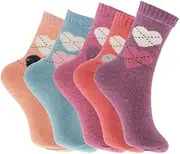 [Glamza] Wool Socks - 10 Pairs of Warm & Comfy Thermal Socks for Women - Thick Breathable Ladies Nordic Winter Socks also Suitable for Hiking/Walking Size UK 4-7 (2 Pairs of each design) (0062), Mixed, 7