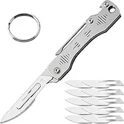 Folding Scalpel Knife, Scalpel Pocket Knife, Scalpels Surgical with 10pcs #23 Replaceable Razor Blades, Bottle Opener, EDC Utility Knives, Small Keychain Knives for Men Outdoor Skinning
