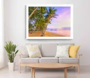 Trinity Beach Print, Sunset Wall Art, Palm Trees Framed Beach Wall Art, Coastal