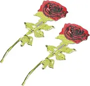 ULDIGI 2Pcs Sequin Rose Applique Patches for Clothing DIY Sew Decorative Patches for Bags Hats and Crafts Unique Costume Decor and Repair