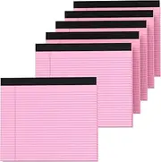 DORFAS 6 Pack Legal Pads 11 x 9.5 Inch Note Pads College Ruled Notepads 80GSM Pink Paper of Pads Perforated Legal Pad 30 Sheets Writing Pads Large Size Line Notepad for School, Home, Office