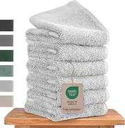[Hausfelder] Premium Guest Towel Set with Hanging Loops - 100% Cotton Oeko-Tex Certified, Hand Towels Small, Soft, Absorbent (Light Grey, 6 Small Towels 50 x 30 cm)