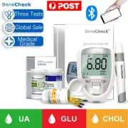 Blood Sugar Glucose Monitor Diabete UA Test Meter Glu Chol Tester Bluetooth 3In1