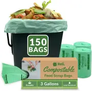 Compost Bags 3 Gallon (150 Count) | ASTM D6400 | Compostable Trash Bags for Food