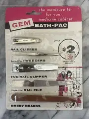 Gem Bath Pac Manicure Pedicure Set Nail Clippers Files Tweezers 1962 Hand Ground