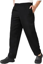 [ASAKKURA] Chef Pants Breathable Sturdy Canteen Uniform Loose Workwear Black Size m