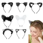 Thin Lace Headband Head Bezel Hair Band Cute Cat EarsHairband Makeup