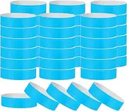 uxcell Paper Wristbands for Events, 200 Pack Neon Party Wrist Bands, Colored Waterproof Concert Identification Wristbands Hand Bands for Bar Entrance Admission Fluorescent Blue