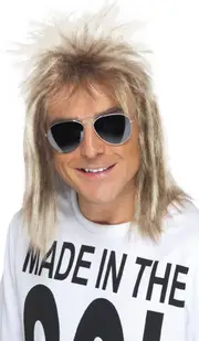 Made In The 80s Mens Blonde Mullet Wig