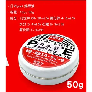 goot BS-15 焊錫膏 (大) 50g 日本製造 焊錫油/助焊膏/助焊劑/錫油 下標前請先聊聊詢問庫存