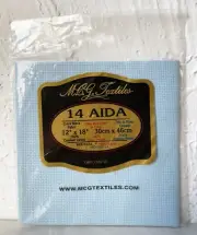 MCG Textiles Light Blue 14 Count Aida Cross Stitch 100% Combed Cotton Fabric