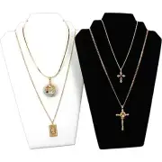 2Pc Black & White Double Tier Necklace Easel Displays