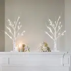 2 Pack 2FT/24" Birch Tree Light with 18LT Warm White LED Battery Powered Timer C