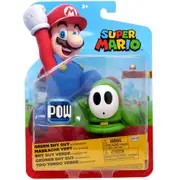 World of Nintendo Wave 40 Super Mario Green Shy Guy With Pow Block Articulated 4 Inch Figure