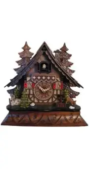 Quartz Cuckoo Clock Black forest house with music EN 40910 QM NEW