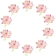 COHEALI 10Pcs Lotus Embroidery Patches Beautiful Floral Applique for DIY Sewing Projects Clothing Bags Accessories Durable Decorative Patches