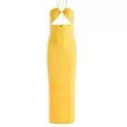 Alice + Olivia NWT Chain HalterNeck Cut Out Knit Maxi Dress Yellow 6 MSRP $350