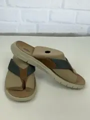 NWT Dr.Scholl’s TENSE Men’s Fabric Tan Slip On Flip Flop Thong Sandal Size 12 M