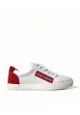 Dolce & Gabbana White Red Leather Low Top Sneakers Shoes
