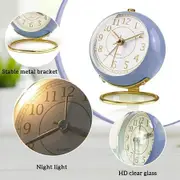 Small Table Clocks, Classic Non-Ticking Tabletop Alarm Clock Battery Operated Desk Clock (Blue)