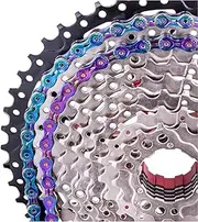 Bike Chain, Speed Chain, 116 Links High Steel 8-12 Speed Electroplated Coating Chain - Durable and Smooth Riding for All Bike Types(Colorful,11S)