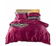 Quilt Covers Beddings Magenta King Size Satin Smooth Duvet Cover Set Luxury Polyester