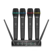 Debra Audio Pro UHF 4 Channel Wireless Microphone System with Cordless Handhe...