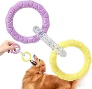Tug Rings For Dogs - 3 Rings Tough Dog Chew Toys - Pet Supplies, Promotes Teeth Care, Exercise Equipment, Outdoor Teether For Indoor Backyard Play