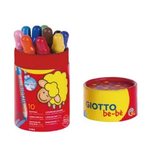 義大利 GIOTTO_可洗式寶寶木質蠟筆6色／可洗式寶寶木質蠟筆10色 筆筒裝／可洗式寶寶木質蠟筆12色