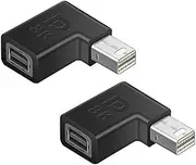 2Pack 90 Angle Mini Displayport Extension Adapter,Left and Right Angled mDP Male to Female Adapter,Mini Dp Adapter L-Shape Design Protects The Original Cable from Bending