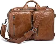 [HAMKVBPR] Mens Briefcase Men Vintage Leather Backpack Messenger Laptop Briefcases Daily Casual Sport Backpack Business Travel Shoulder Bag Messenger Bag for Work Business