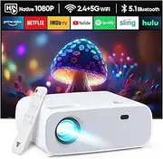 Wielio 2025 New Projector, Full HD 1080P Projector, Mini Bluetooth WiFi Projector, 18000 Lumens, Support 4K, Projection Size 30-200 Inches, Compatible with iOS/Android (Grey)