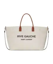 rive gauche maxi shopping bag in printed canvas and smooth leather One size White