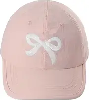 [Pop Your Dream] Kids Baseball Hat Visor, Waterproof Bow Tie Sun Cap, Toddler Girls High Ponytail Hat, Summer Beach Hat Age 2-5