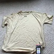 New Under Armour Compression Men's Short Sleeve Shirt - Tan Size Medium