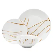 Godinger Boulon Silver 12 Piece Porcelain Dinnerware Set