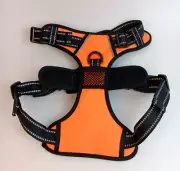 Dog Harness Reflective Orange Black Medium Adjustable Max 32"
