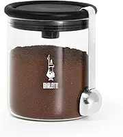 Bialetti - Smart Coffee Jar, Glass Storage Container for Coffee with Stainless Steel Spoon, Stylish Airtight Storage, 250g Capacity