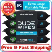 DUDE Wipes Unscented XL Flushable Wipes, 48 Wipes per Pack, 192 Total Wipes