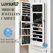 LED Mirror Jewellery Cabinet Storage Full Length Lighted Door Wall Mounted